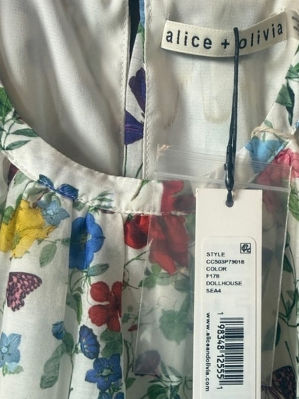 Alice + Olivia White Floral Maxi Dress with Multicolor Blooms